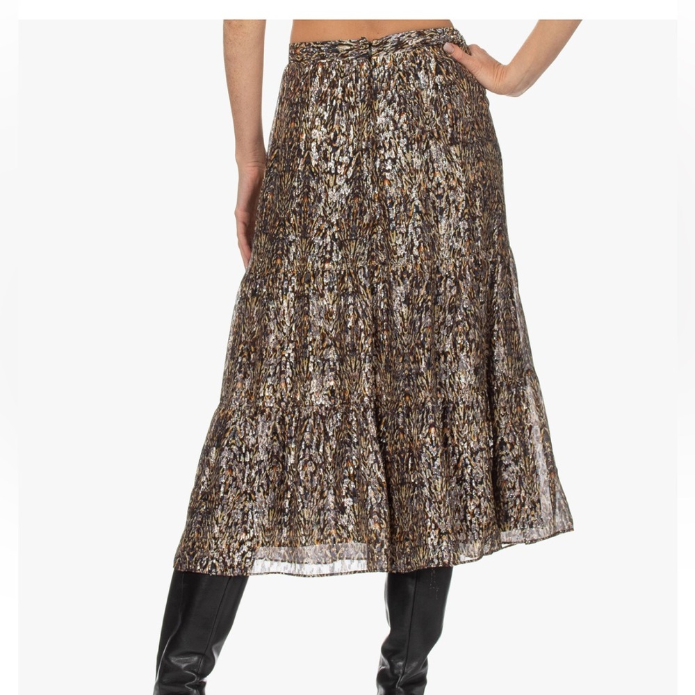 BA&SH Womens Gellio Metallic Woven Midi Skirt